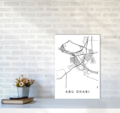 Abu Dhabi Map Art Print by Pixy Paper A2 Black Frame
