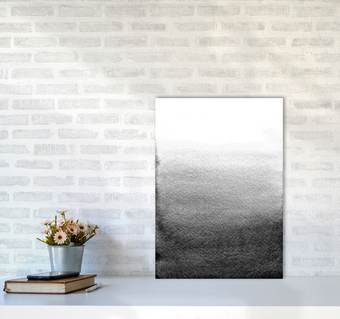 Majestic Monochrome Watercolour 13 Art Print by Pixy Paper A2 Black Frame