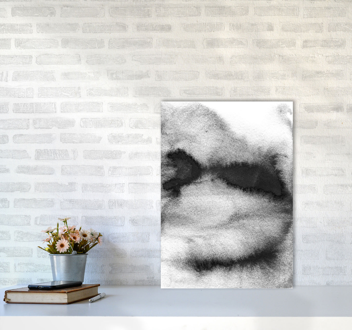 Majestic Monochrome Watercolour 08 Art Print by Pixy Paper A2 Black Frame