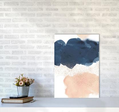 Aztec Blush and Navy Watercolour 03 Art Print by Pixy Paper A2 Black Frame