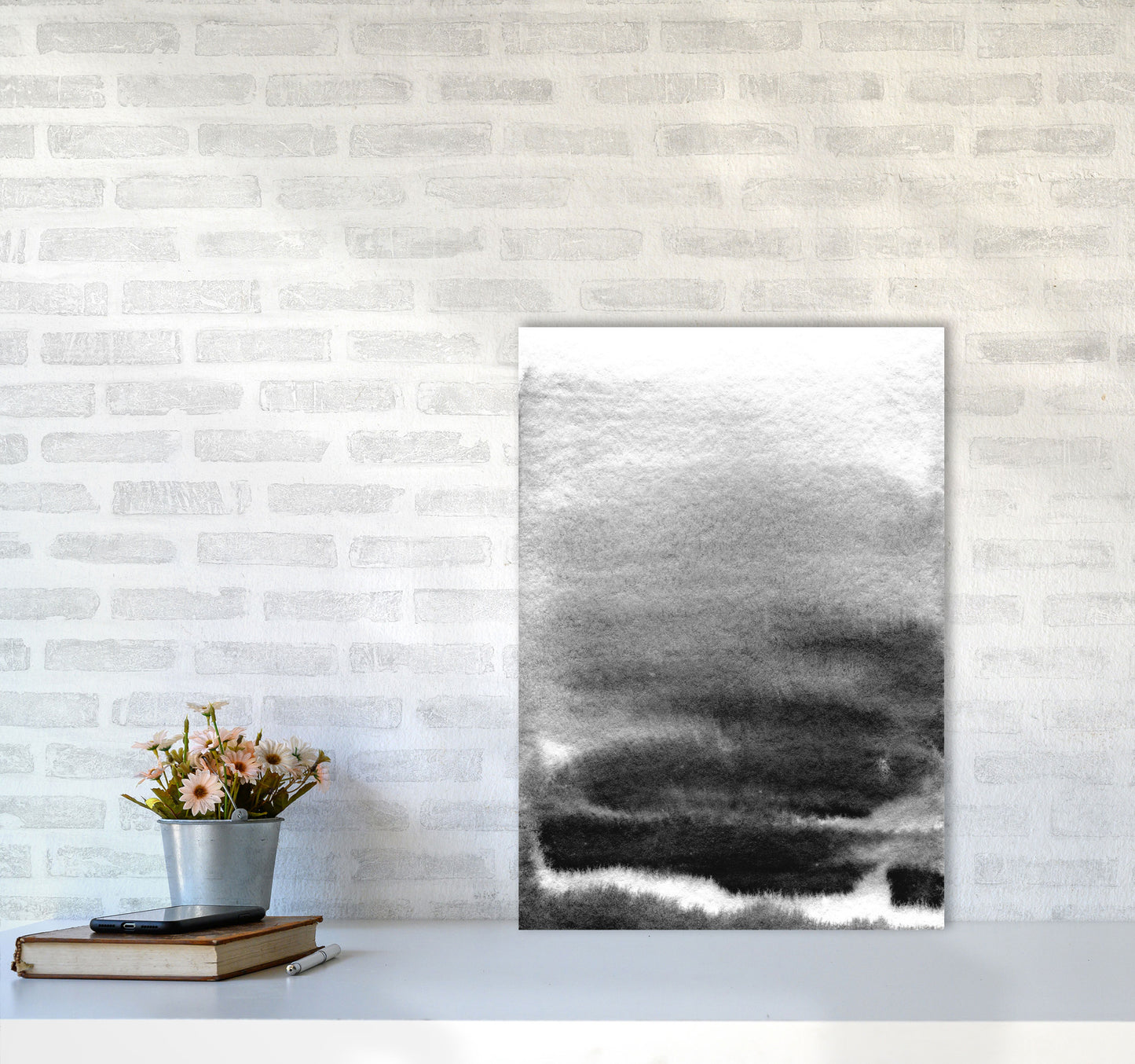 Majestic Monochrome Watercolour 02 Art Print by Pixy Paper A2 Black Frame