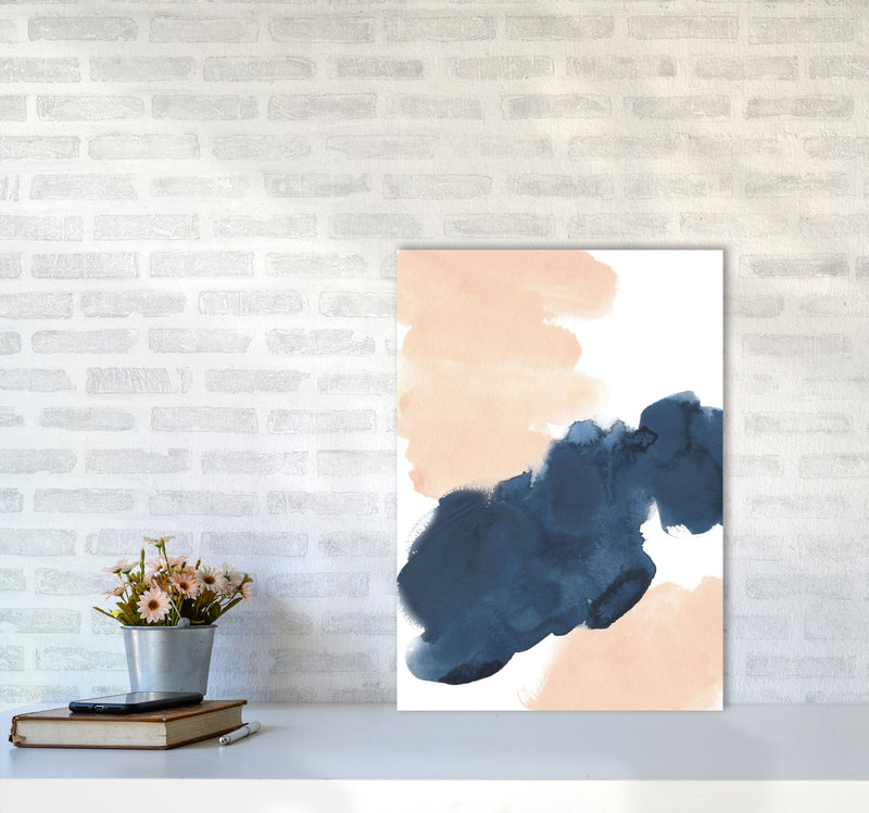 Aztec Blush and Navy Watercolour 02 Art Print by Pixy Paper A2 Black Frame