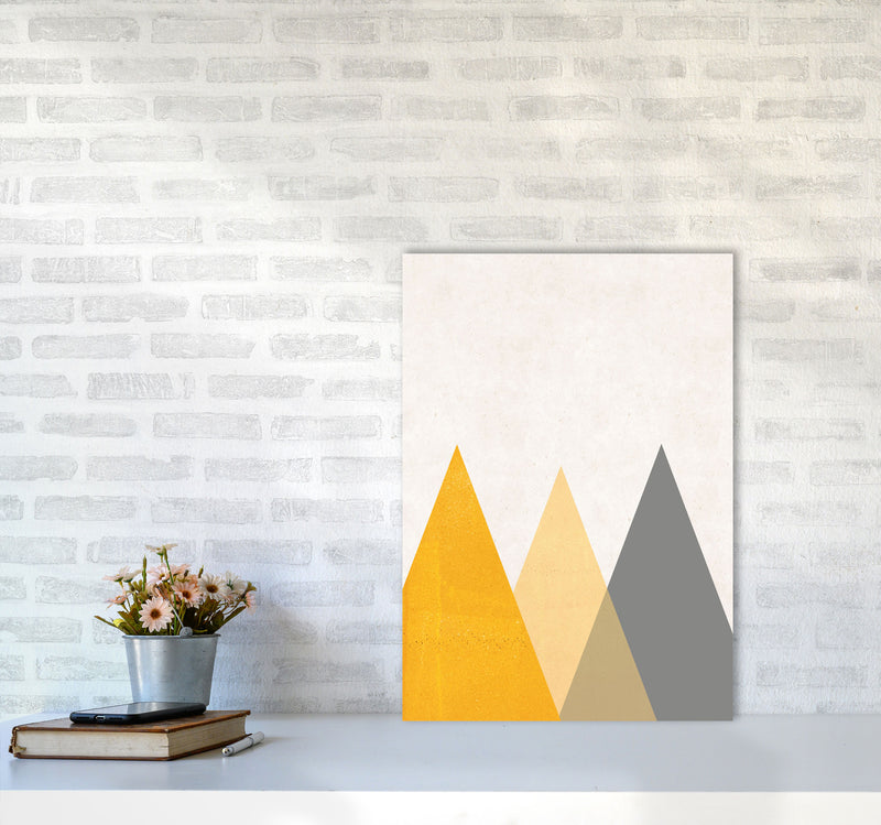 Mountains mustard Art Print by Pixy Paper A2 Black Frame