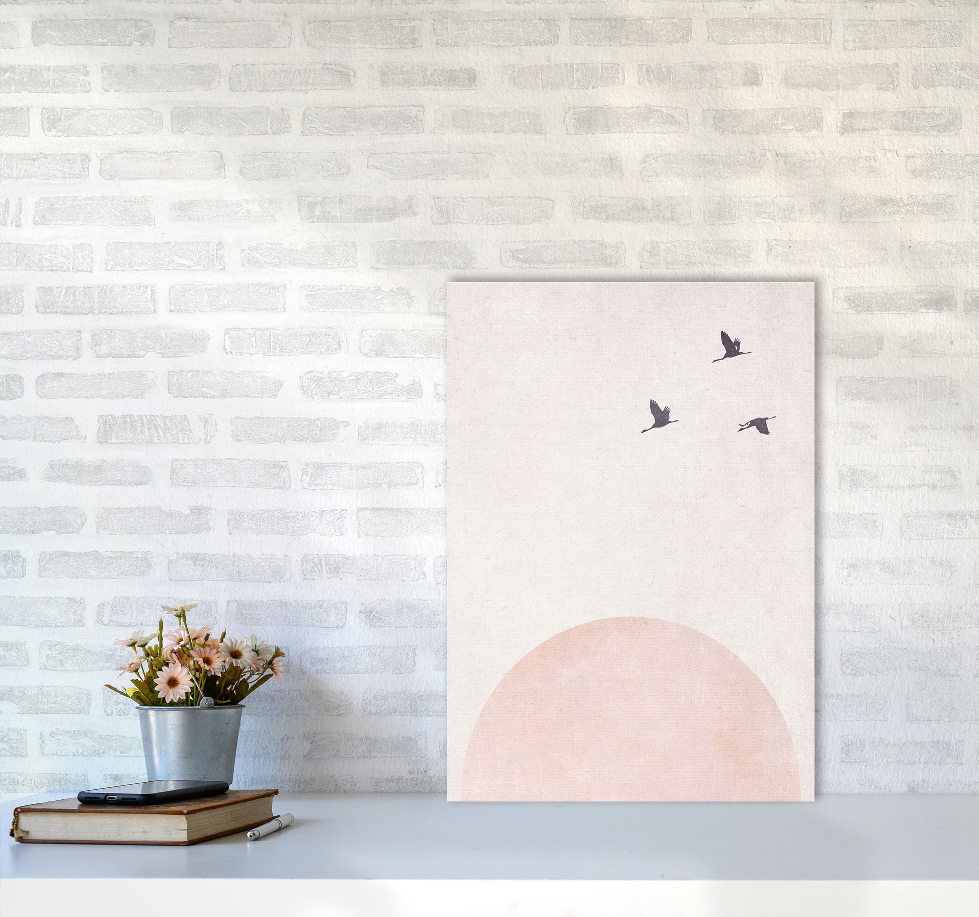 Rising sun pink cotton Art Print by Pixy Paper A2 Black Frame