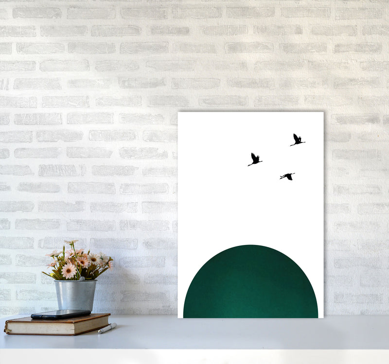 Rising sun emerald Art Print by Pixy Paper A2 Black Frame