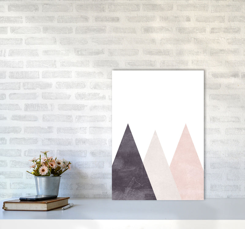 Mountains pink cotton Art Print by Pixy Paper A2 Black Frame