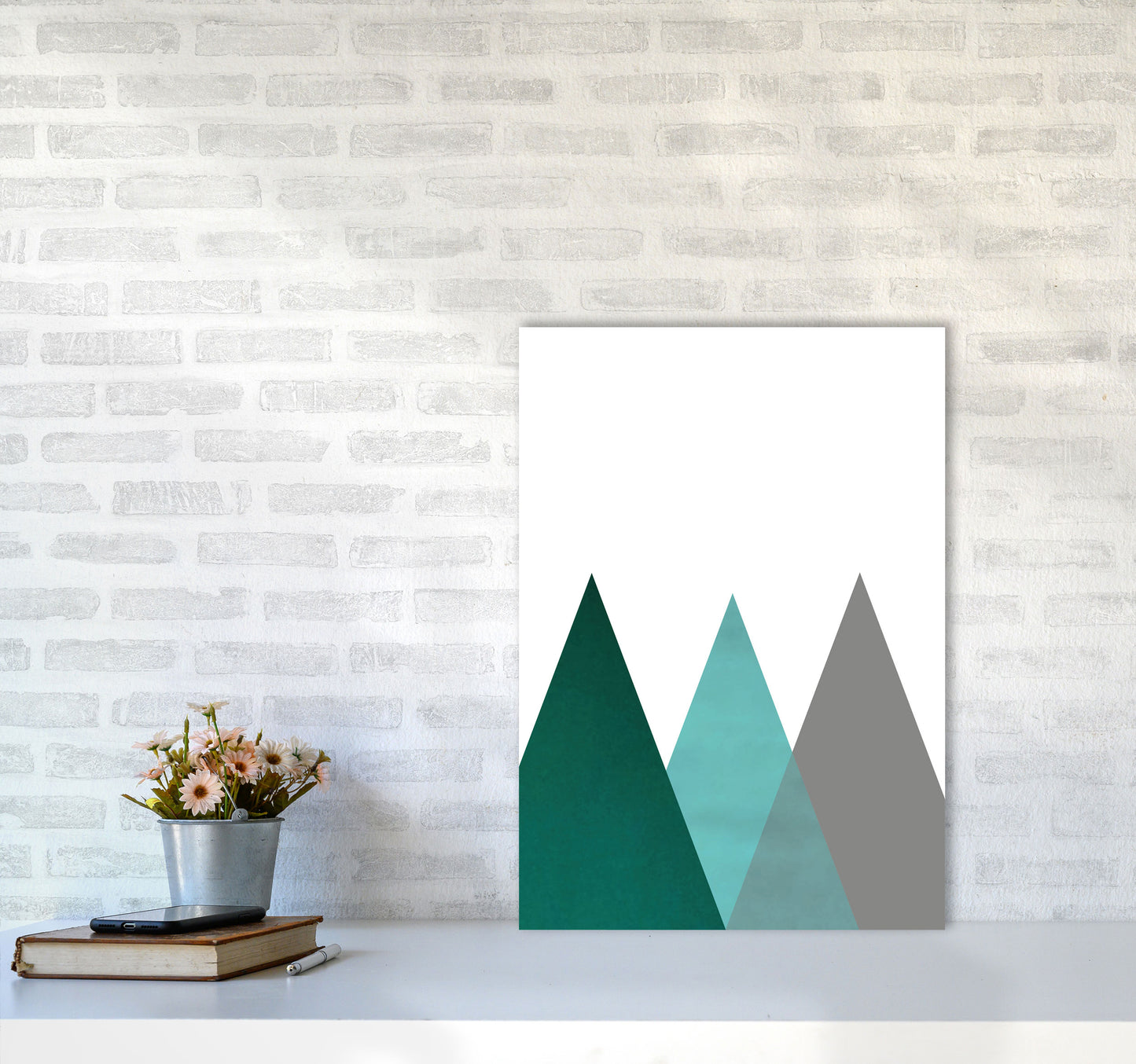 Mountains emerald Art Print by Pixy Paper A2 Black Frame