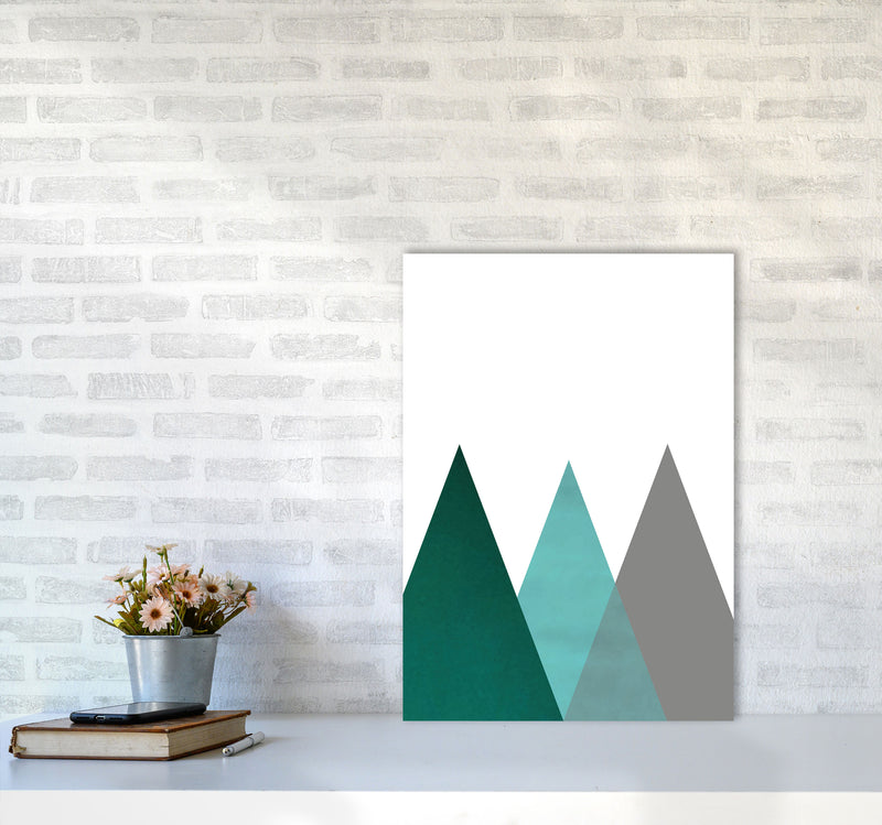 Mountains emerald Art Print by Pixy Paper A2 Black Frame