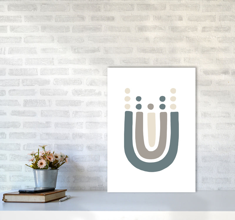 Inspired Upside Down Natural Rainbow White Art Print by Pixy Paper A2 Black Frame