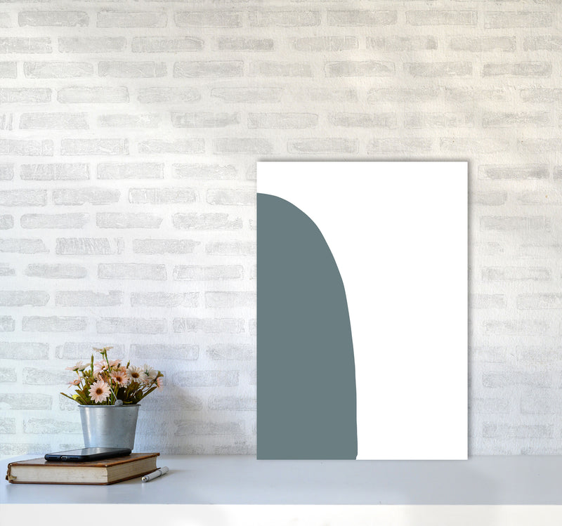 Inspired Teal Half Stone Left Art Print by Pixy Paper A2 Black Frame