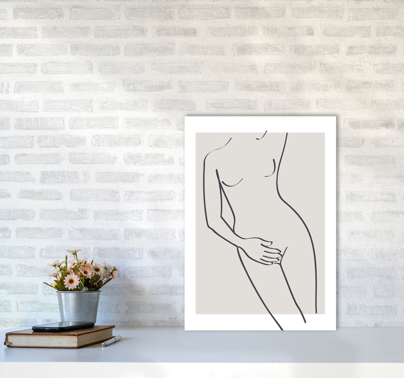 Inspired Stone Woman Line Art Black Art Print by Pixy Paper A2 Black Frame