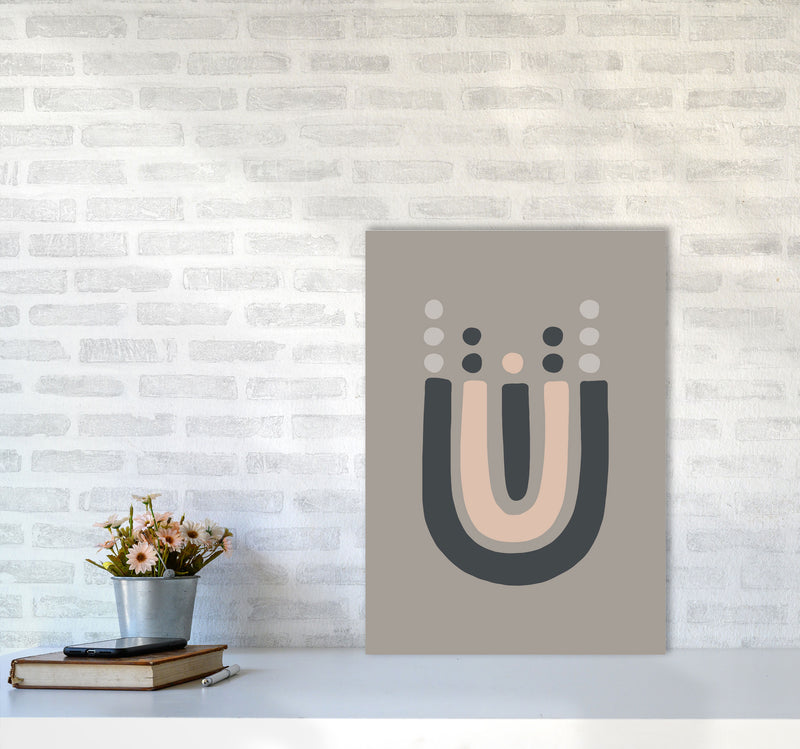 Inspired Upside Down Natural Rainbow Taupe Art Print by Pixy Paper A2 Black Frame