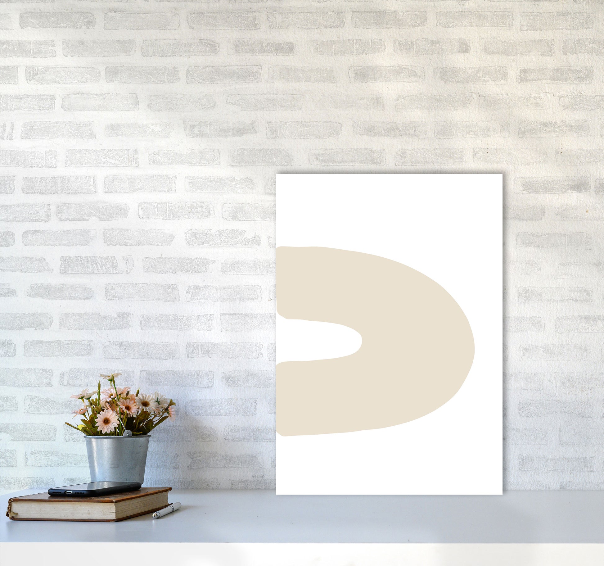 Inspired Side Beige Rainbow Art Print by Pixy Paper A2 Black Frame