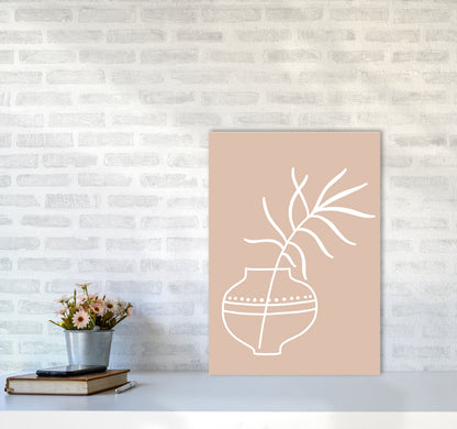 Inspired Pink Plant Silhouette Line Art Art Print by Pixy Paper A2 Black Frame