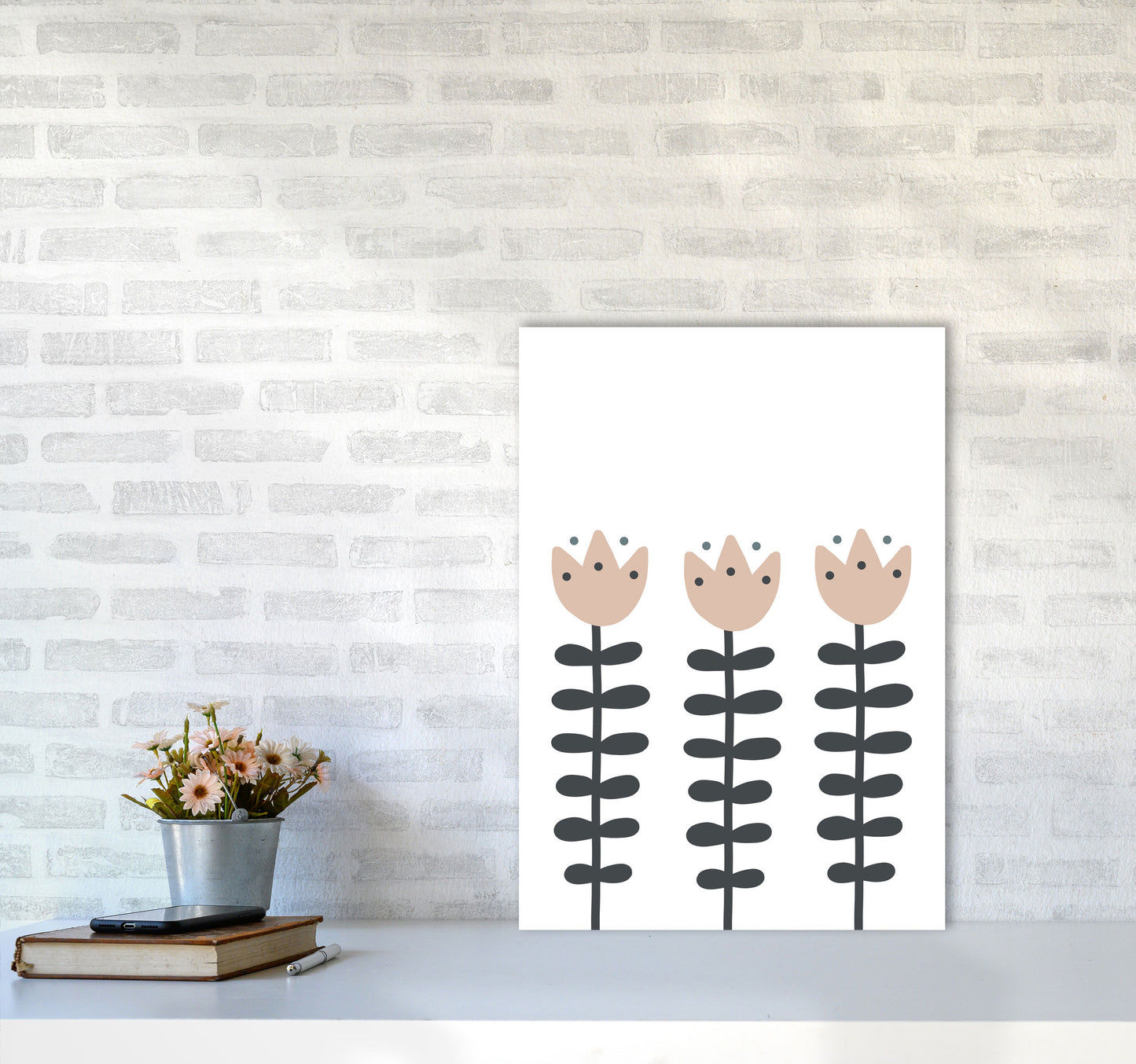 Inspired Flowers Art Print by Pixy Paper A2 Black Frame