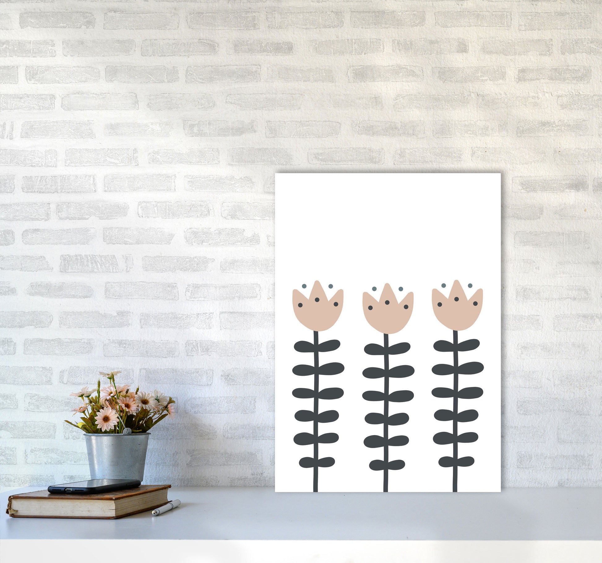 Inspired Flowers Art Print by Pixy Paper A2 Black Frame