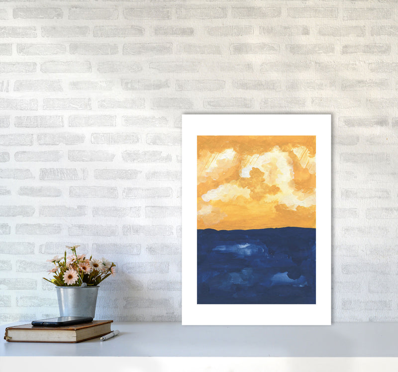 Horizon Abstract Sea  Art Print by Pixy Paper A2 Black Frame