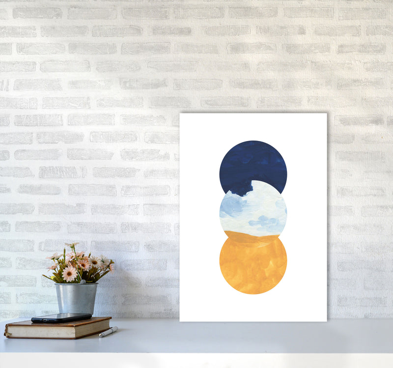 Horizon Abstract Circles  Art Print by Pixy Paper A2 Black Frame