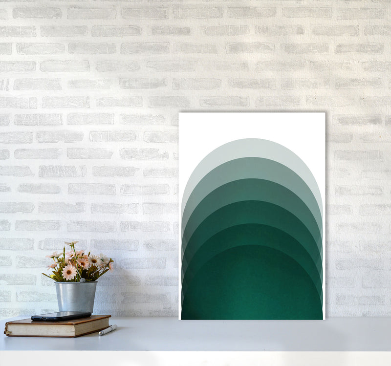 Gradient Sun rising emerald Art Print by Pixy Paper A2 Black Frame