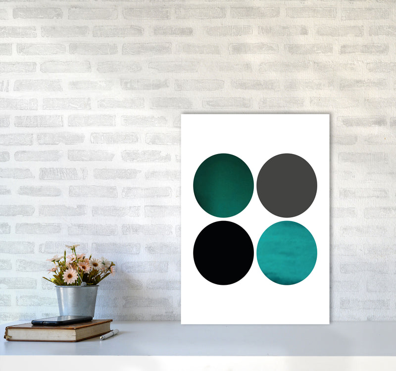Circles Emerald Art Print by Pixy Paper A2 Black Frame