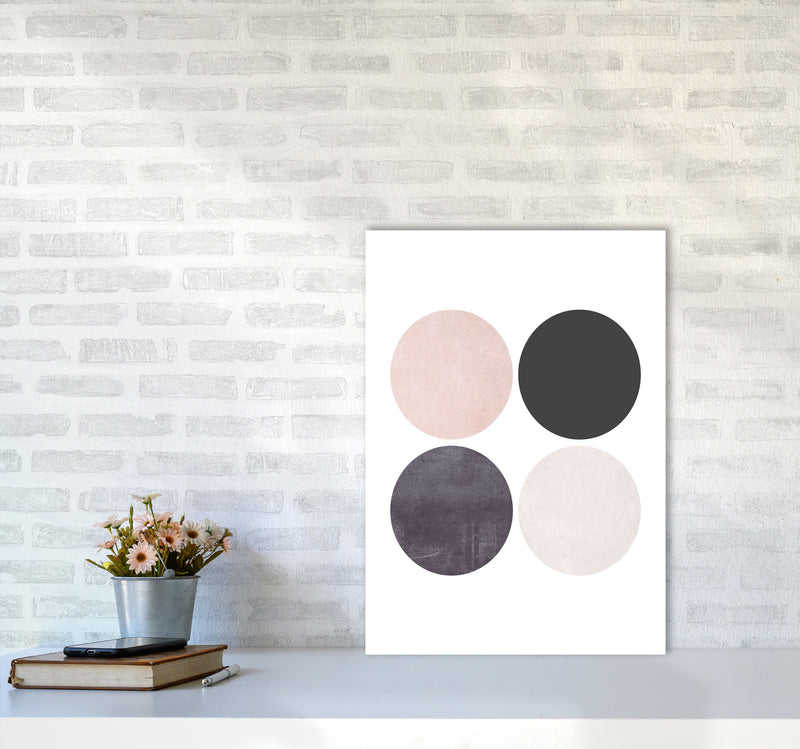 Circles pink cotton Art Print by Pixy Paper A2 Black Frame