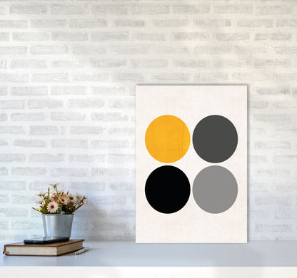 Circles Mustard Art Print by Pixy Paper A2 Black Frame