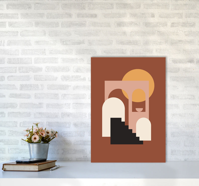 Autumn Sienna abstract Art Print by Pixy Paper A2 Black Frame