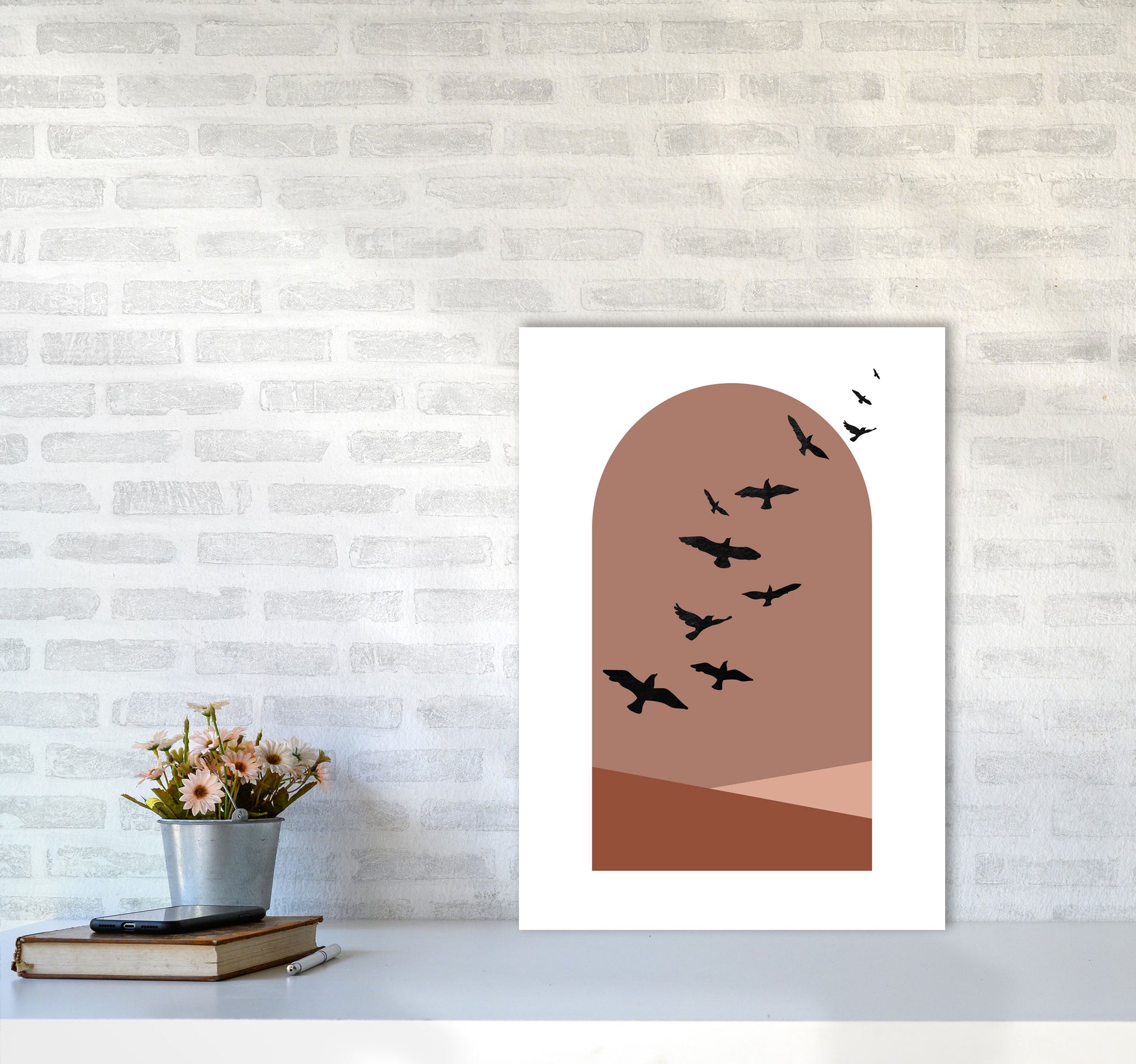 Autumn Saffron abstract Art Print by Pixy Paper A2 Black Frame