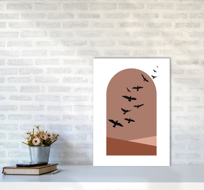 Autumn Saffron abstract Art Print by Pixy Paper A2 Black Frame