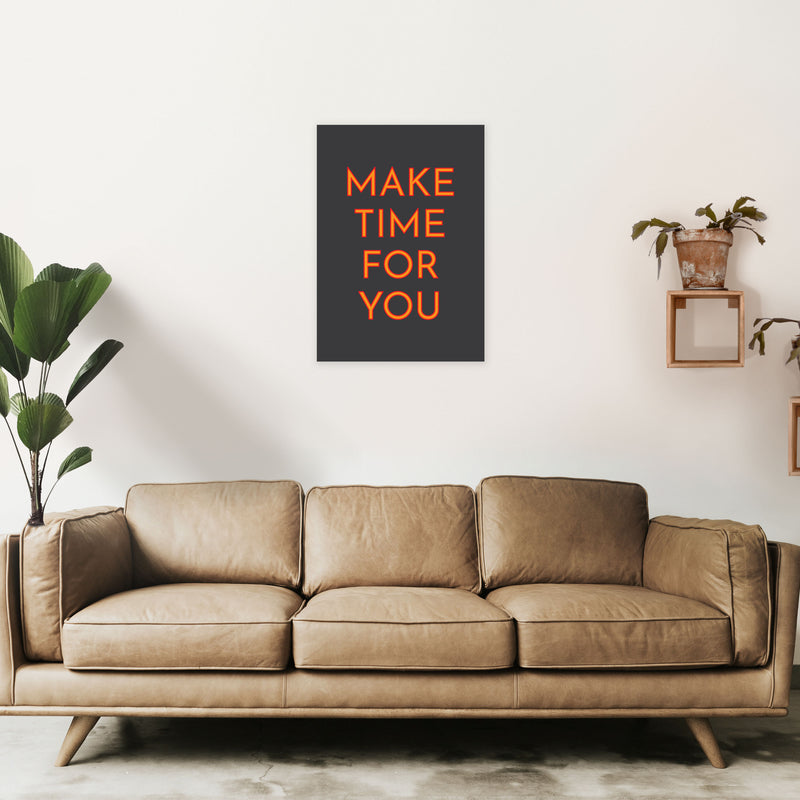 Make Time For You Neon Art Print by Pixy Paper A2 Black Frame