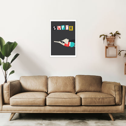 Super elephant Art Print by Pixy Paper A2 Black Frame