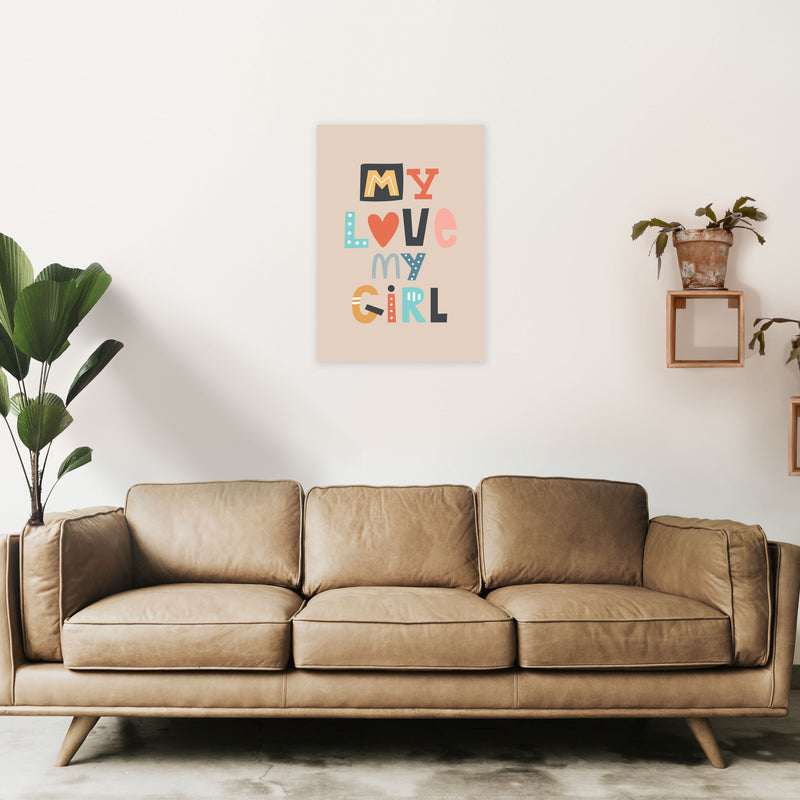 My love my girl Neutral kids Art Print by Pixy Paper A2 Black Frame