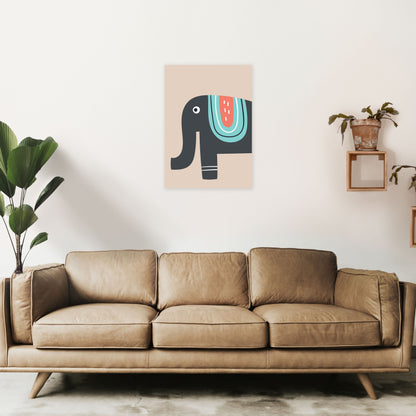 Elephant Neutral kids Art Print by Pixy Paper A2 Black Frame