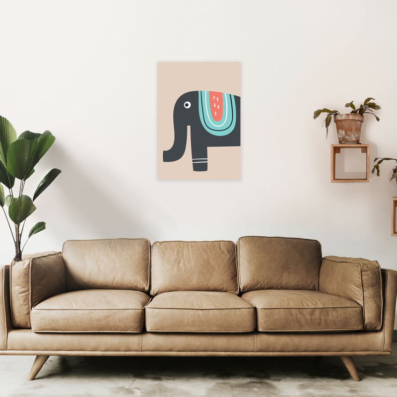 Elephant Neutral kids Art Print by Pixy Paper A2 Black Frame