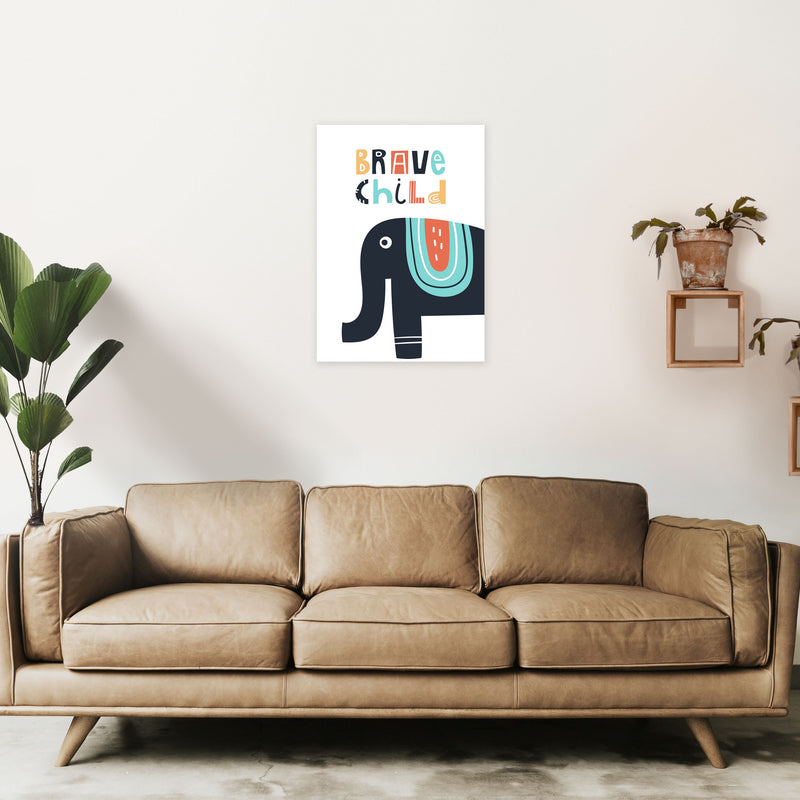 Brave child elephant Art Print by Pixy Paper A2 Black Frame