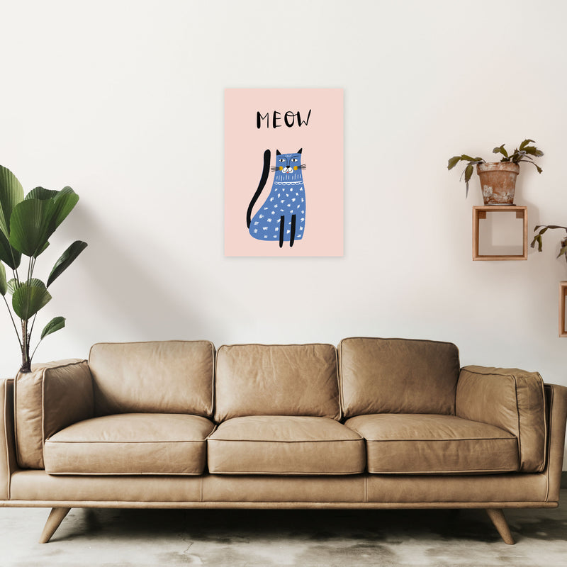 Meow Cat Art Print by Pixy Paper A2 Black Frame