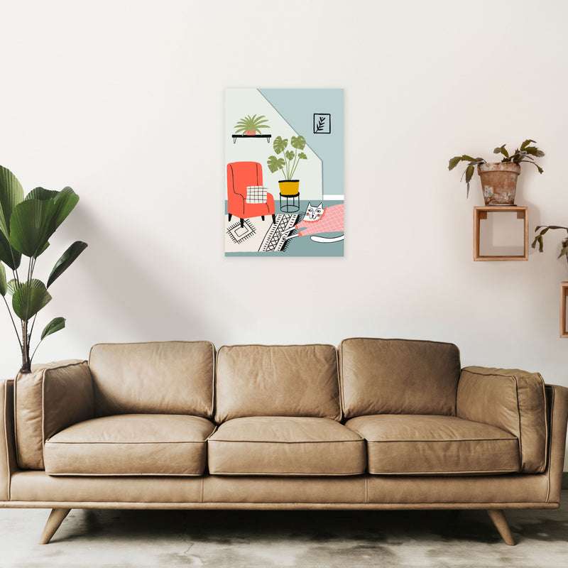 Cat At Home Art Print by Pixy Paper A2 Black Frame