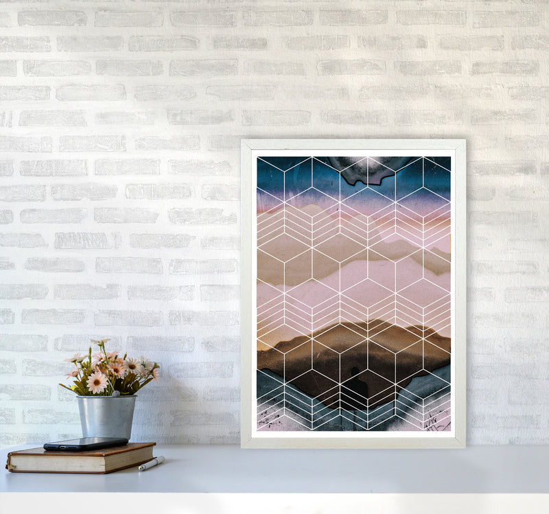 Geometric Abstract Modern Print A2 Oak Frame