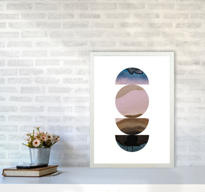 Abstract Circles White Background Modern Print A2 Oak Frame