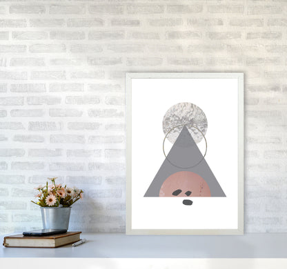 Peach, Sand And Glass Abstract Triangle Modern Print A2 Oak Frame