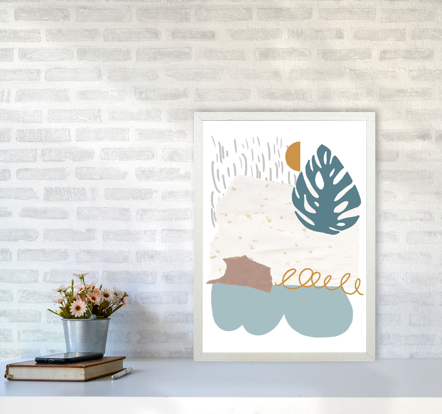 Reef Shapes Abstract 1 Modern Print A2 Oak Frame