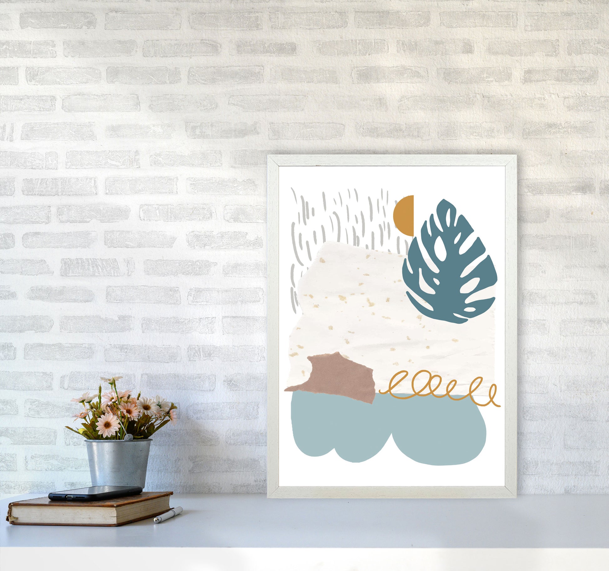 Reef Shapes Abstract 1 Modern Print A2 Oak Frame