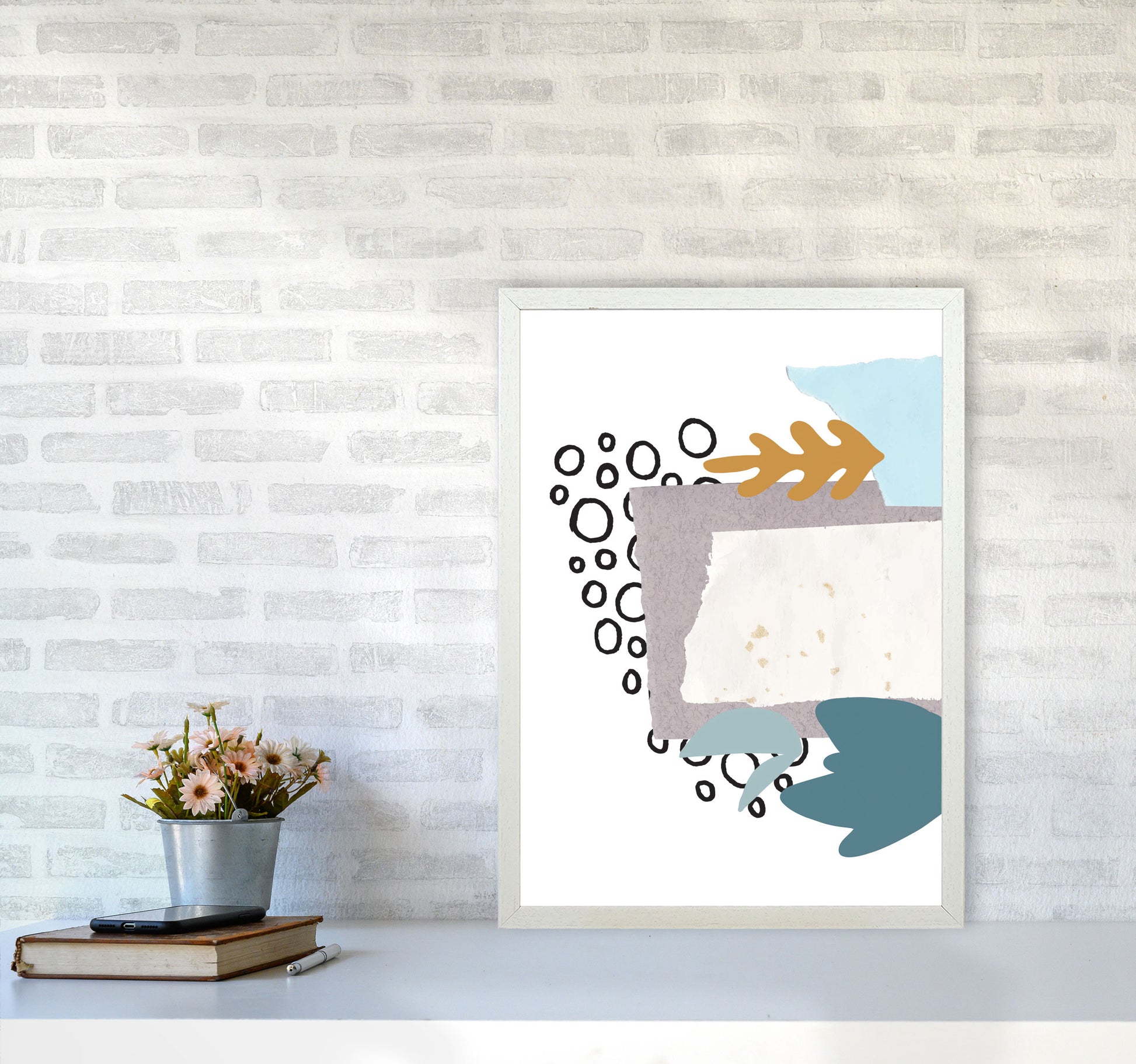 Reef Shapes Abstract 2 Modern Print A2 Oak Frame