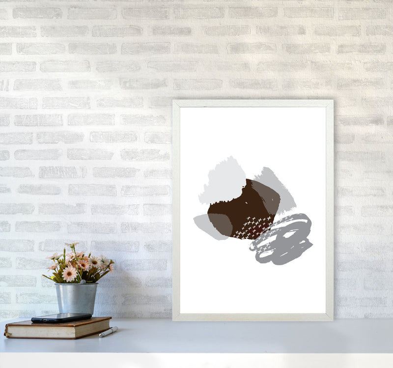 Grey And Black Mismatch Abstract Modern Print A2 Oak Frame