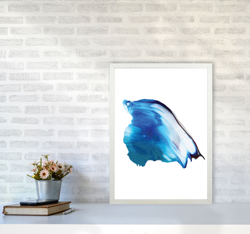 Blue Abstract Paint Stroke Modern Print A2 Oak Frame