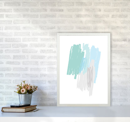 Mint Scribbles Abstract Drawings Modern Print A2 Oak Frame