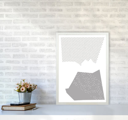 Grey Top And Bottom Abstract Modern Print A2 Oak Frame