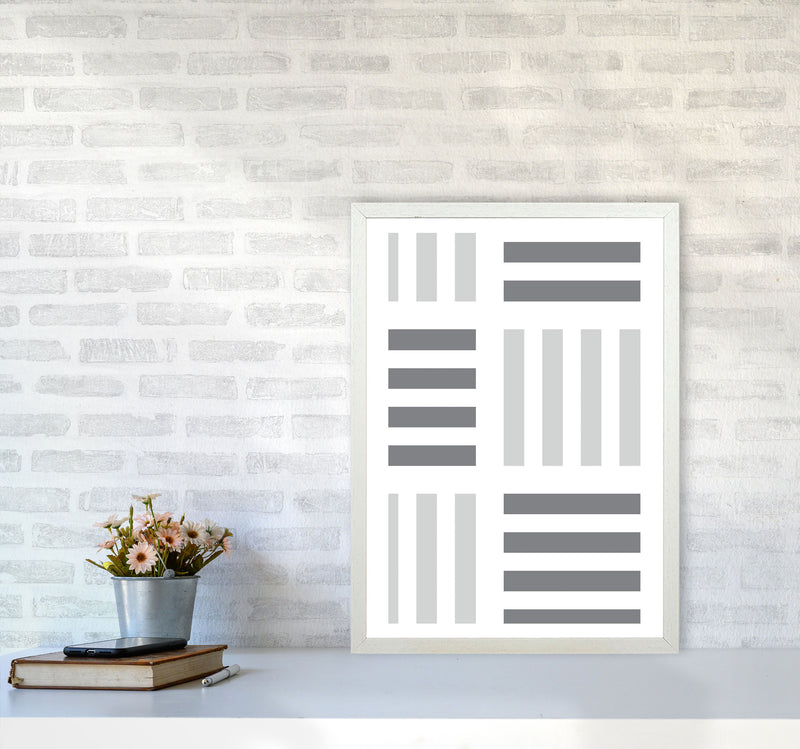 Grey Abstract Patterns 2 Modern Print A2 Oak Frame