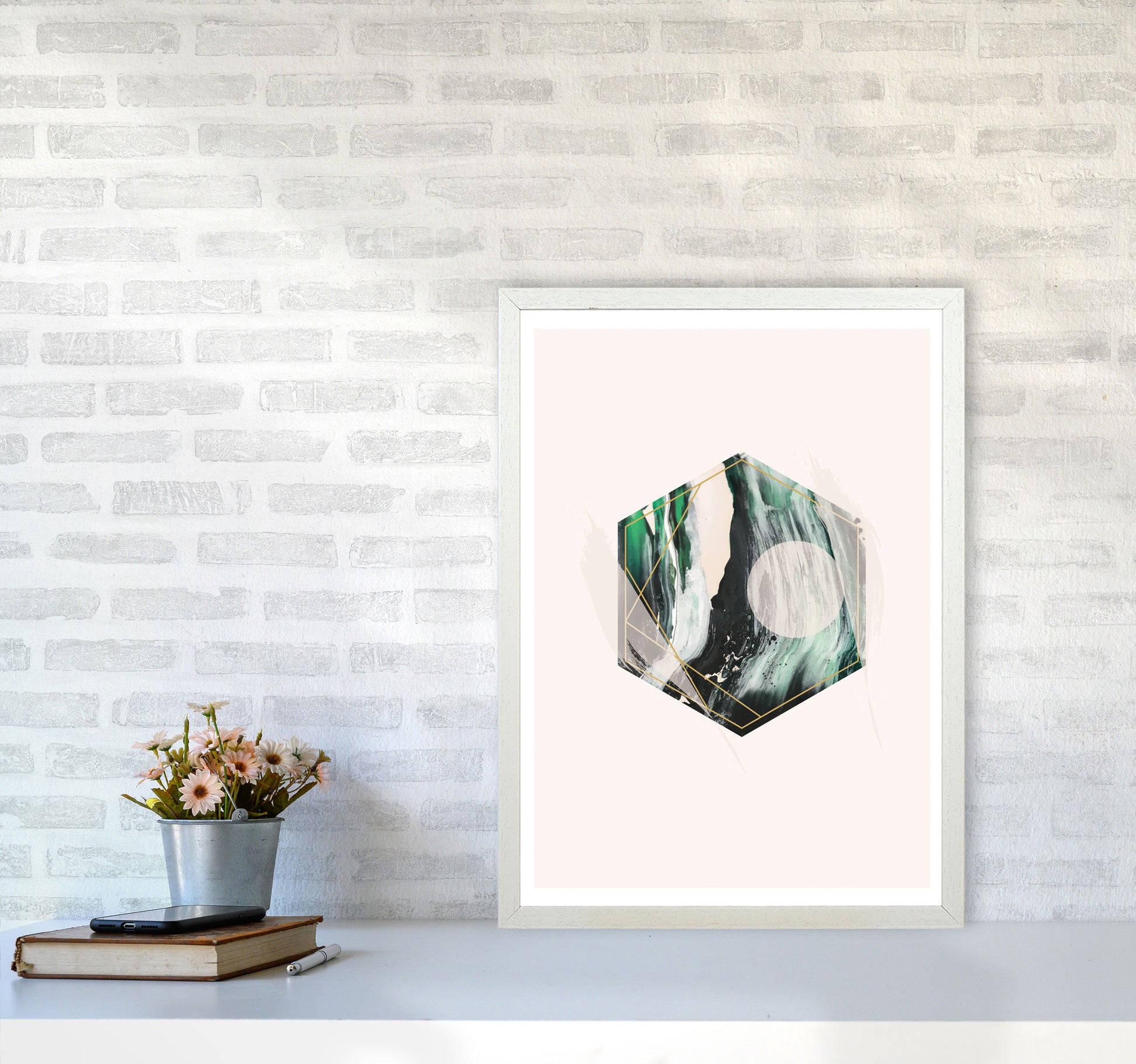 Random Geo Styles 1 Modern Print A2 Oak Frame
