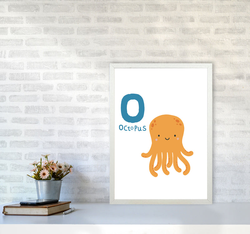 Alphabet Animals, O Is For Octopus Framed Nursey Wall Art Print A2 Oak Frame